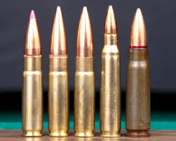 L to R: 125gr .300 BLK, 150gr .300 BLK, 220gr .300 BLK, 5.56, 7.62x39