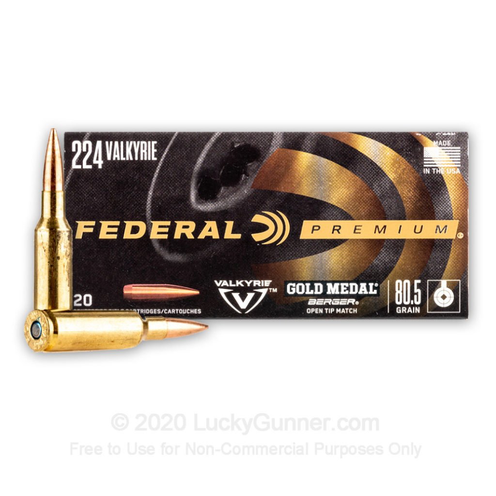 Product Image for Federal Premium 80.5 Grain Gold Medal Berger 224 Valkyrie