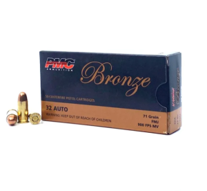 Product Image for PMC Bronze .32 ACP 71 GR FMJ Ammunition
