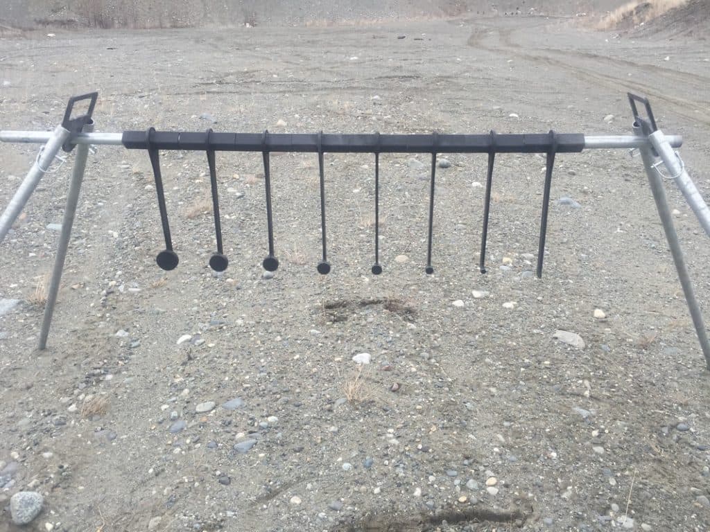 Small steel targets and rack
