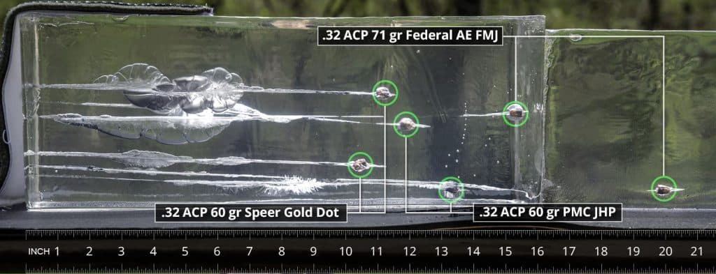 .32 ACP ballistic gel test