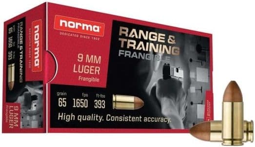 Norma 9mm Ammo 65gr Frangible