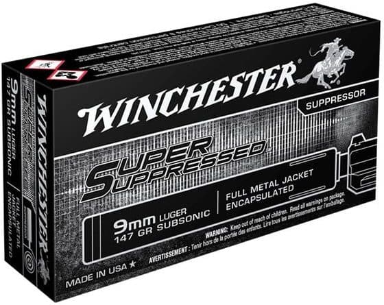 Winchester Super Suppressed 9mm Ammo 147gr FMJ