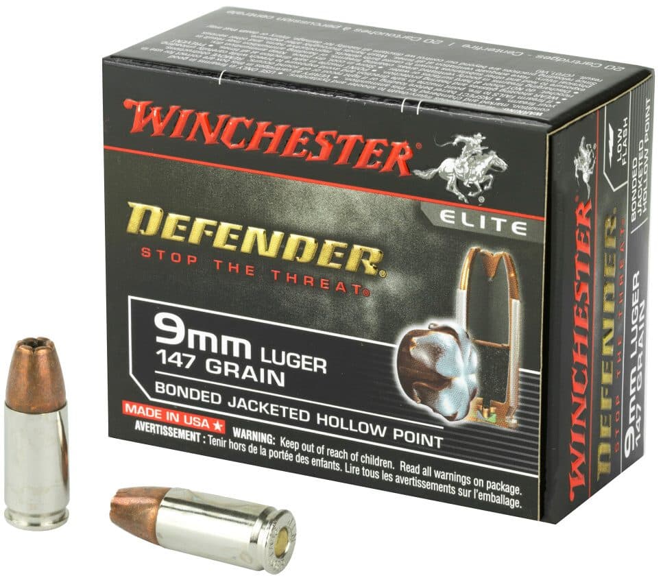 Winchester Defender 9mm Ammo 147gr BJHP