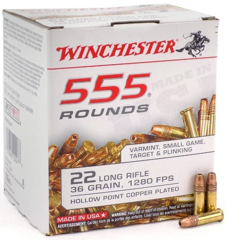 Winchester .22 LR 36gr HP – 555 Rounds