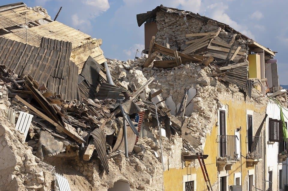 Earthquake Rubble Destroyed Building