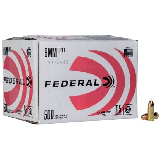 Federal Champion 9mm 115 GR FMJ Ammo, 500rds - $124.99