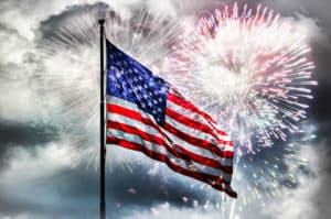 American Flags and Fireworks