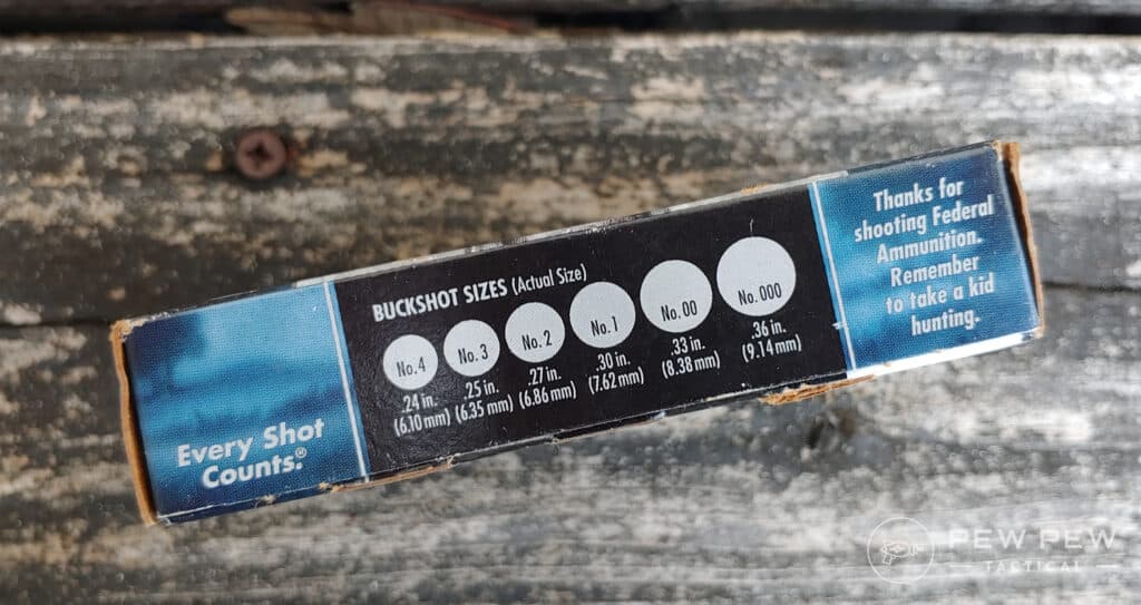 A size comparison of buckshot sizes.