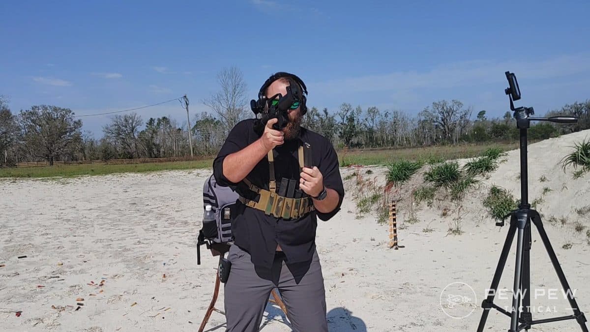 Travis shooting the H&R Retro DOE