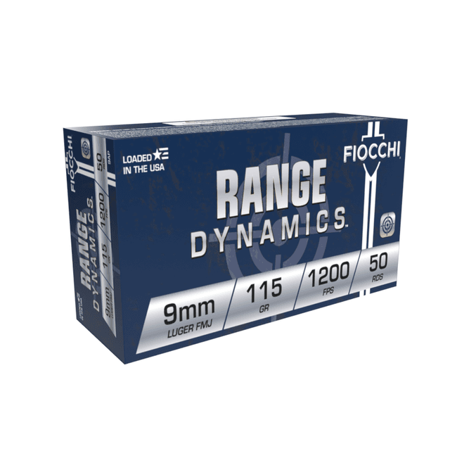 Fiocchi Range Dynamics 115gr 9mm FMJ Ammo, 50rds - $11.99