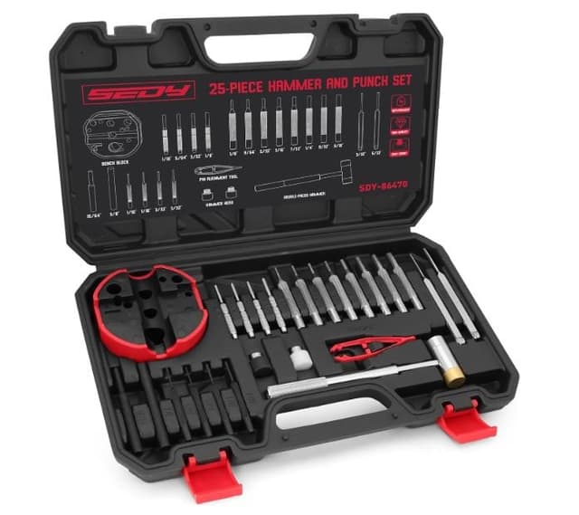 SEDY 25-piece premium pin, punch & hammer set - $27.99