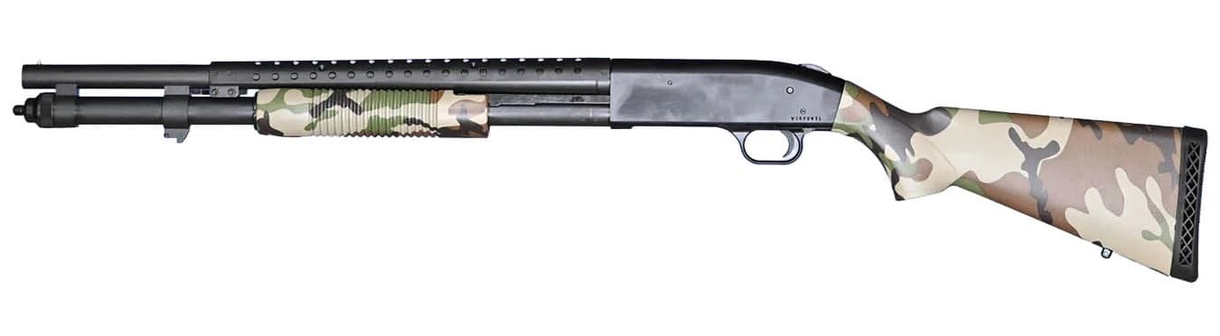 Mossberg 590 12 GA Pump-Action Shotgun w/Heat Shield, Woodland Camo Stock - $379.99 (Free Shipping)