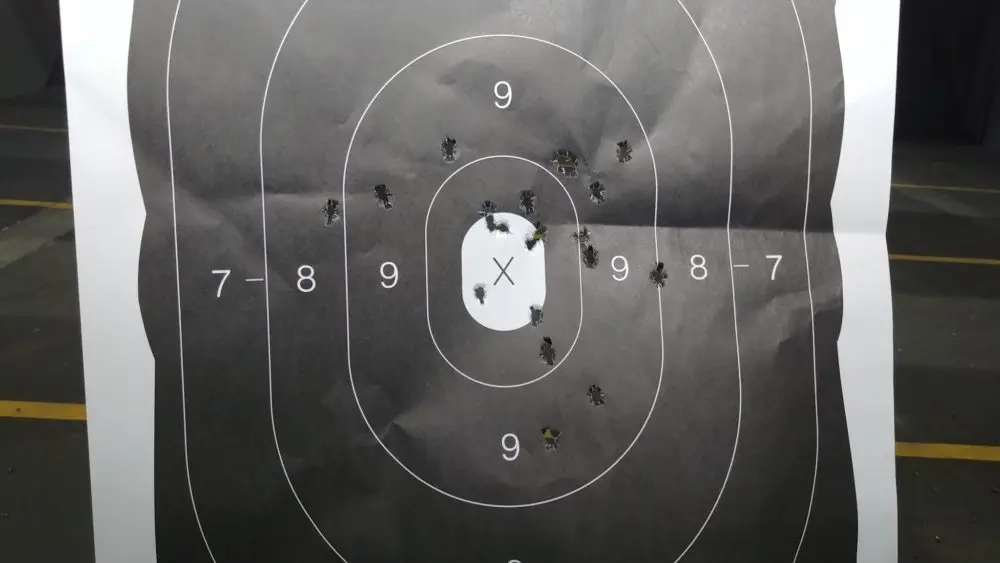 21 shots into NRA B-29 target at 40 feet - Bersa Firestorm