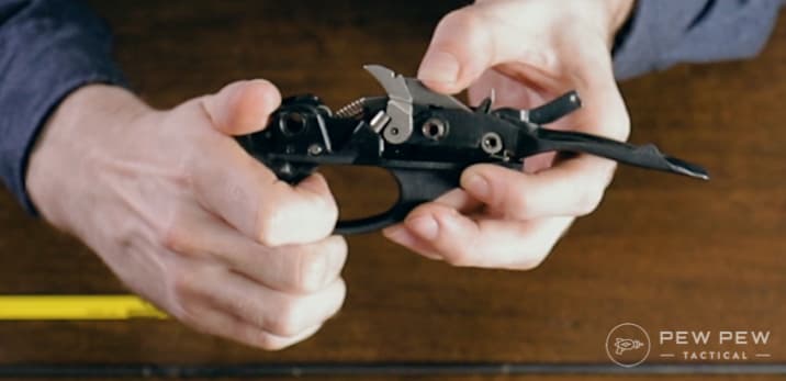 Trigger group with the hammer forward