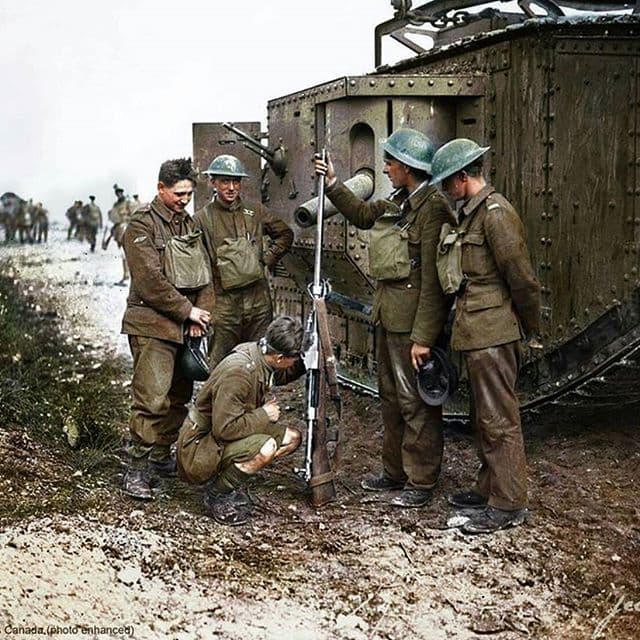 British Mark IV tank and crew