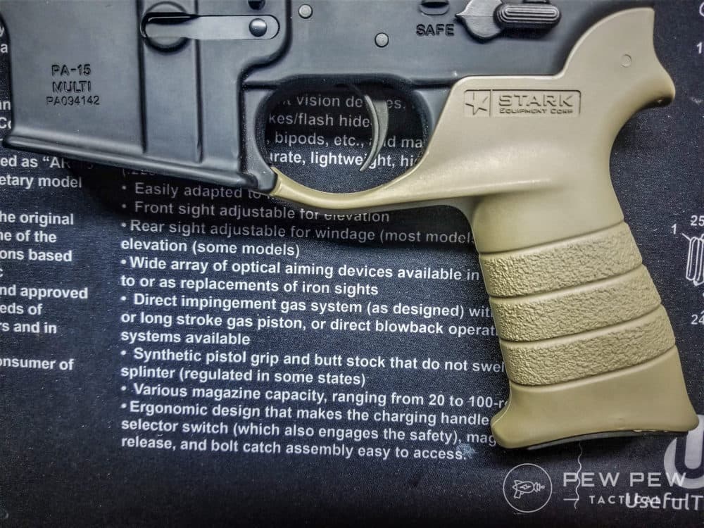 AR-15 Grip Lowering the pistol grip allows better trigger finger placement by design. (image10)
