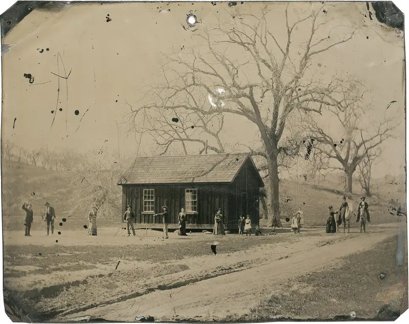 This 4-inch-by-5-inch tintype depicts Billy the Kid and several members of his gang, The Regulators, playing croquet in 1878. Billy is fourth from the left.