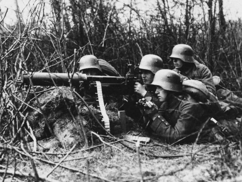 German Infantrymen Maxim Gun