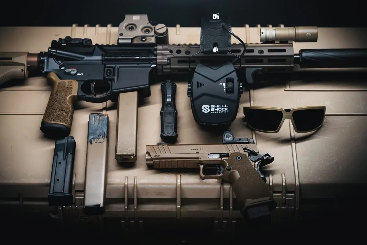 Shellshock Protection EXO Pro Elite Eclipse Eyepro Earpro FDE Tan Loadout PCC 9mm Springfield Prodigy range ready gear rifle pistol handgun 2011 sunglasses AR-9 PCC Eotech EXPS3 malkoff arisaka Banish 9 suppressor Silencer Central DFCO Die Free Co kung fu grip full stop colt pattern smg magazine 9mm daniel defense ris iii ar