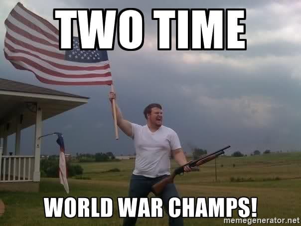 shotgun meme with american flag guy