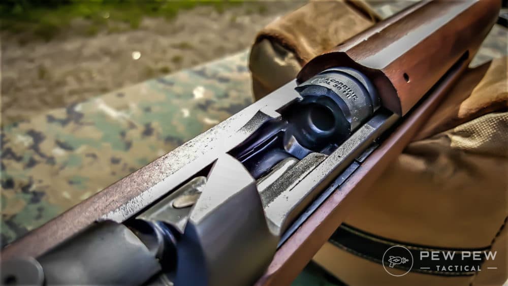 Bolt locked to the rear allows easy cooling and inspection of the chamber.