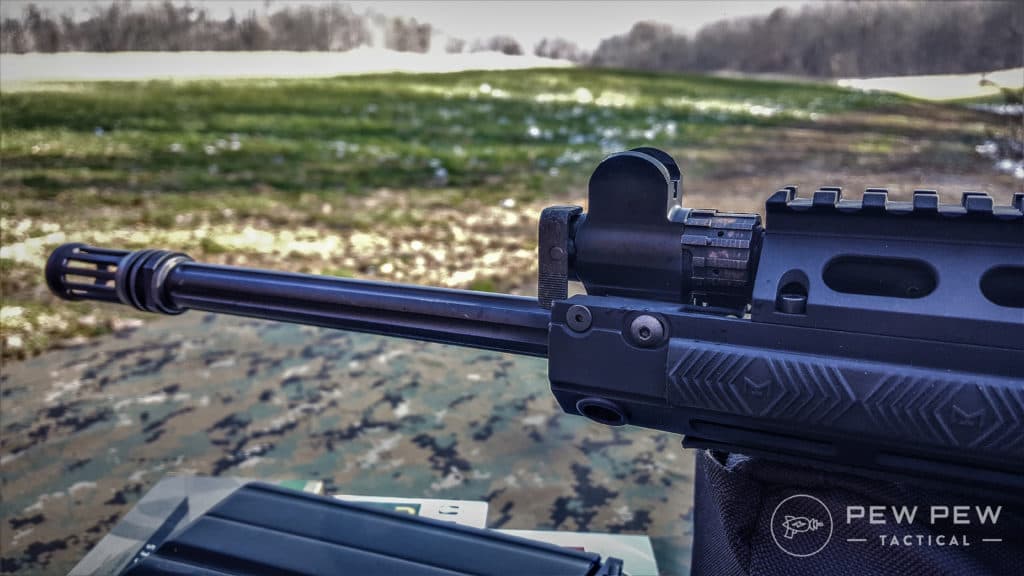 DSA FAL Close up of barrel, flash-hider, and handguard