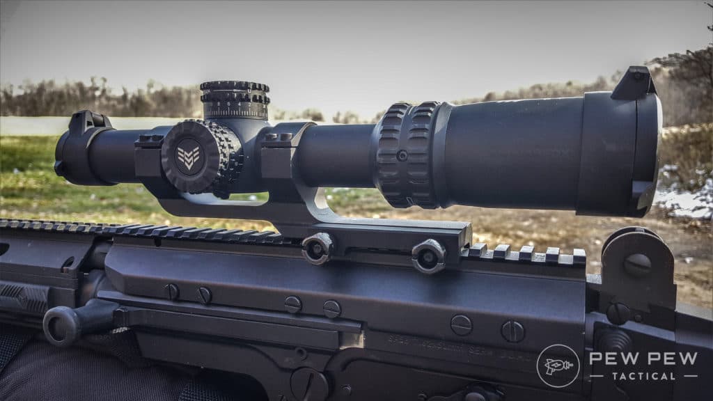 DSA FAL Swampfox Optics 1-10x Arrowhead mounted to the DSA SA58 FAL