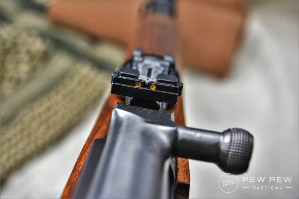 On the rear sight the Yugoslavian M59 and 66A1 also features a flip up night-sight. SKS