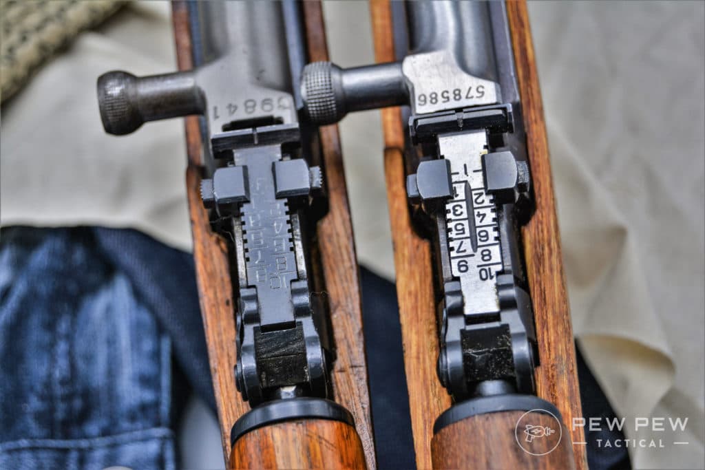 The Yugoslavian rear sight riser is not blued like the Chinese versions SKS