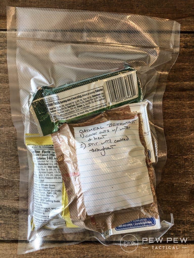 DIY MRE Oatmeal Breakfast