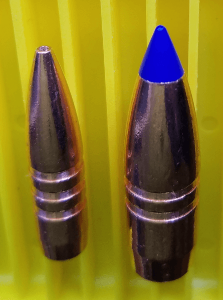 On the right is a .35 caliber polymer bullet