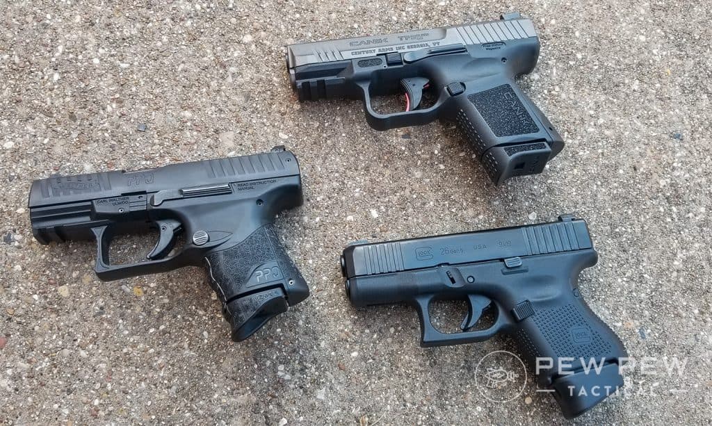 Canik TP9 Elite SC, Glock 26, Walther PPQ SC