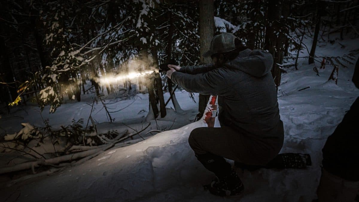 Scott shooting the Walther PDP/SureFire X300T at night