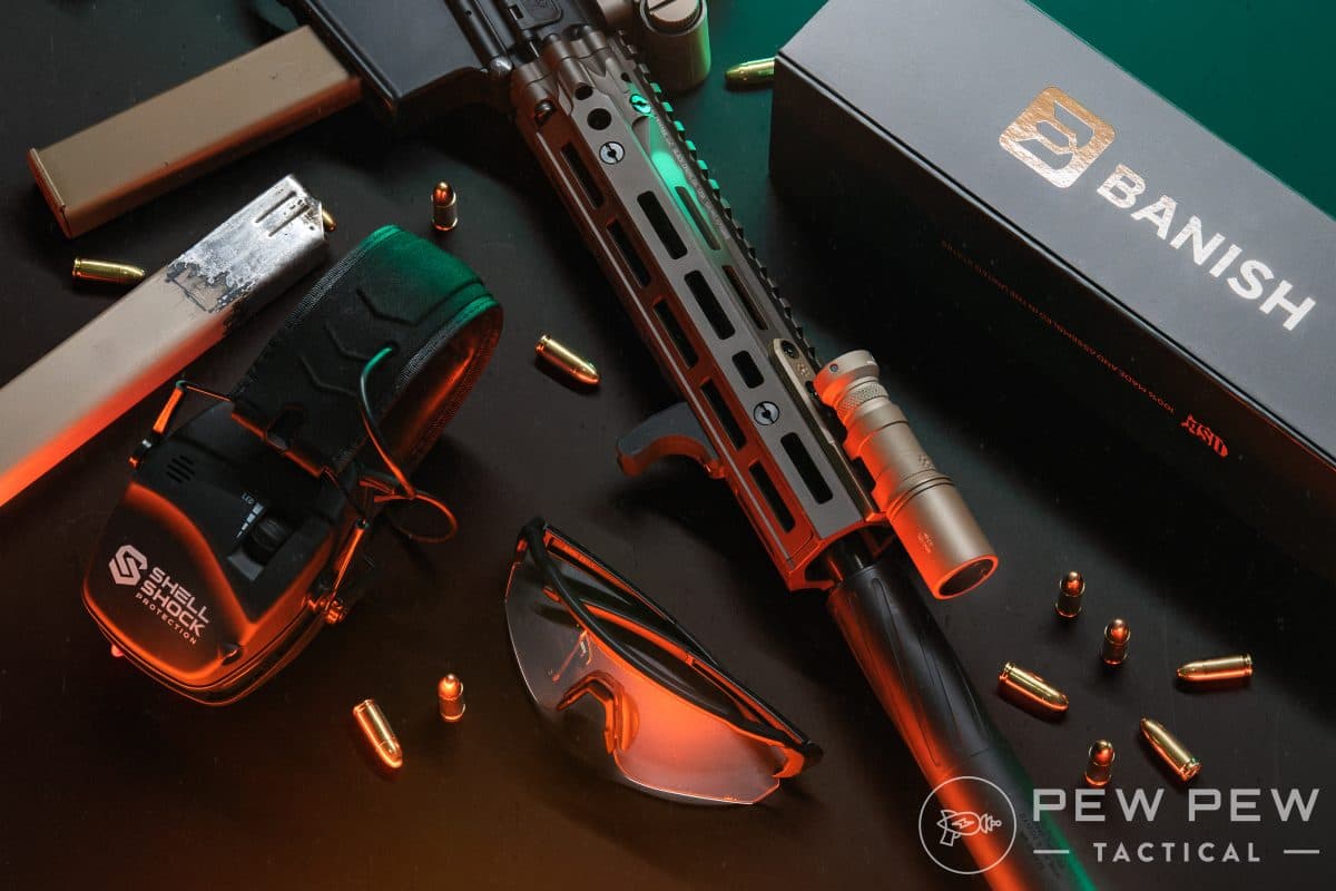 AR-9 PCC Eotech EXPS3 malkoff arisaka Banish 9 suppressor Silencer Central DFCO Die Free Co kung fu grip full stop colt pattern smg magazine 9mm daniel defense ris iii ar pistol sba3 brace ShellShock Protection SunShift Electronic Exo Pro
