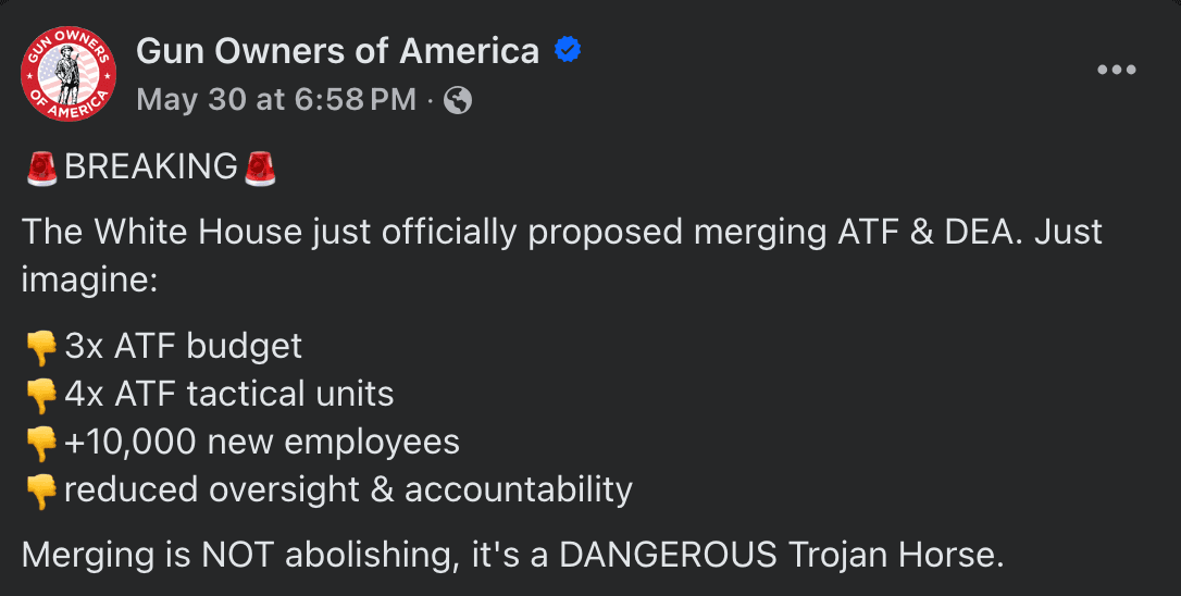 GOA Statement ATF DEA Merger