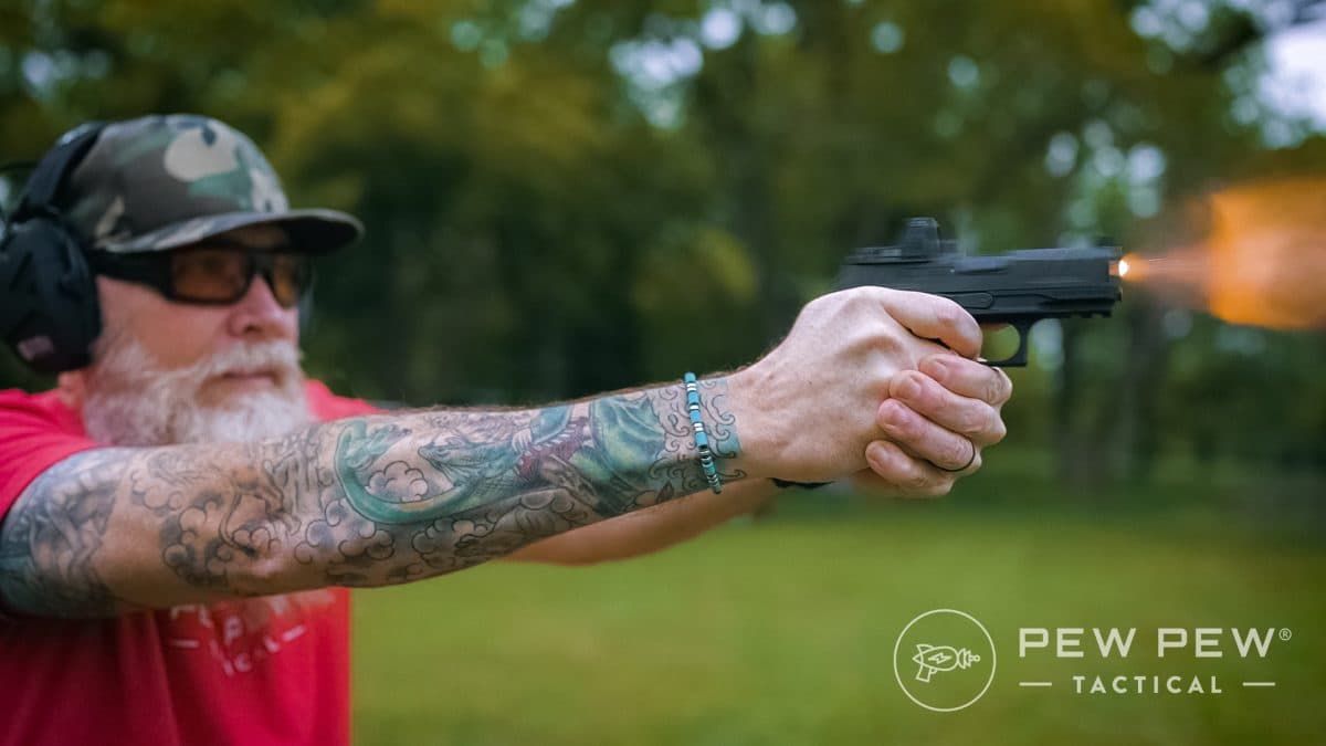 Staccato HD C36 Right close muzzle flash