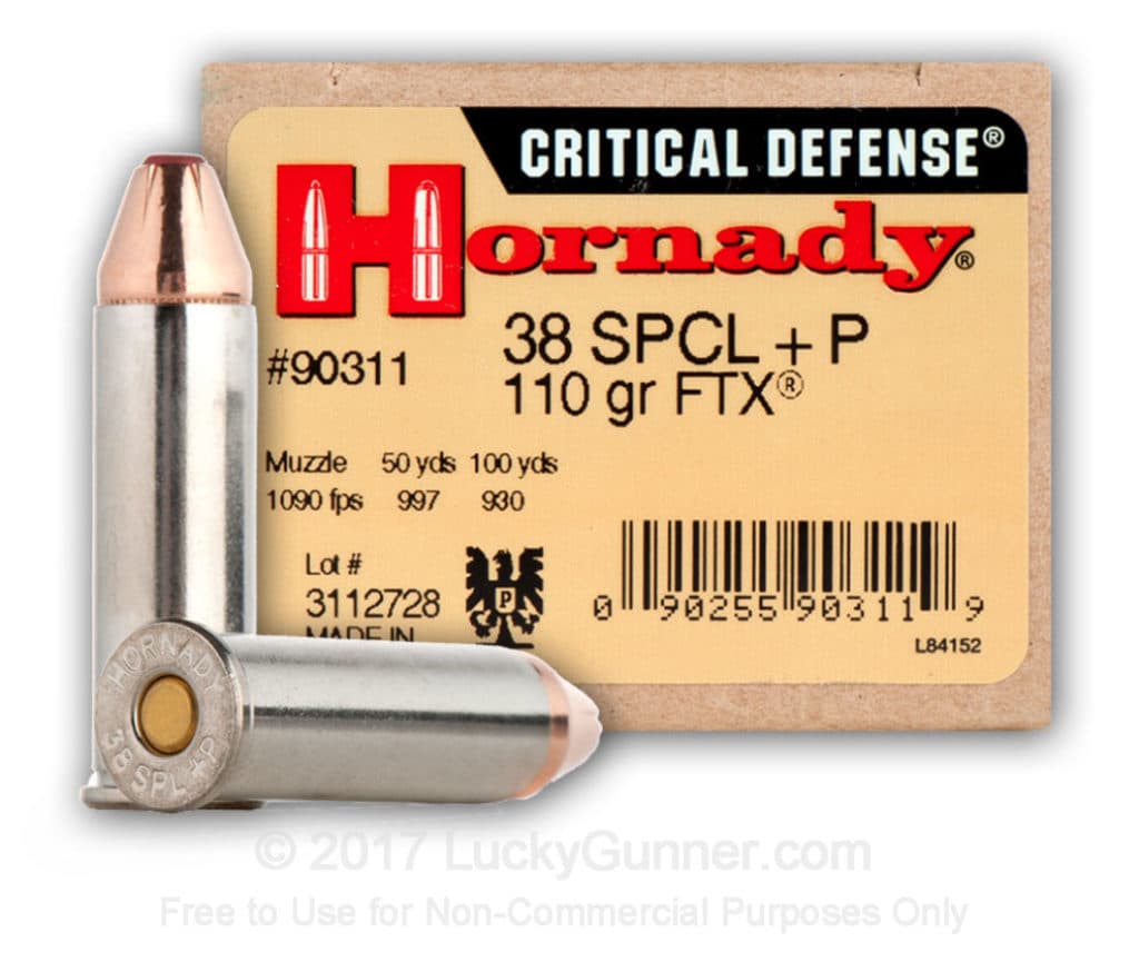 Hornady Critical Defense .38 Special +P 110 Grain JHP FTX.