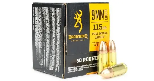 Browning Training & Practice 9mm 115gr FMJ Ammo, 50rds - $0.24/rd w/code "PEWPEW5P"