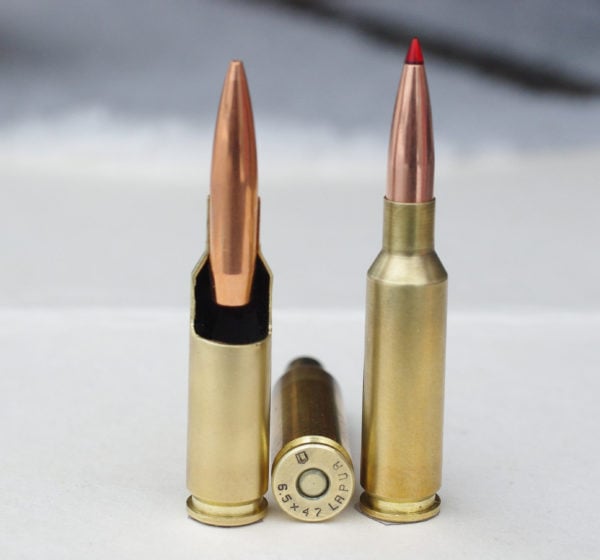 6.5x47 Lapua, with a cutaway view on left