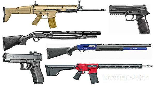 Variety of firearms for 3 gun competition