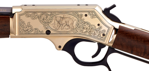 Henry Large Caliber Lever Action Rifle Brass .45-70 Wildlife Edition Left Side