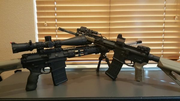 ARs with KeyMod (Left) and M-LOK (Right) Rail Systems
