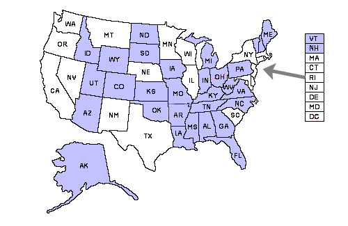 New Hampshire reciprocity map