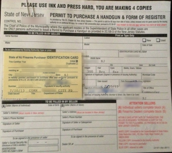 New Jersey Purchase Permit Application