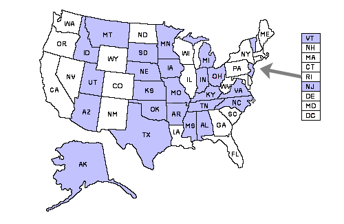 New Jersey reciprocity map
