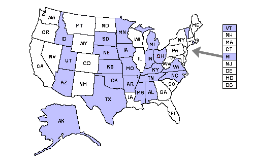 Rhode Island Reciprocity Map