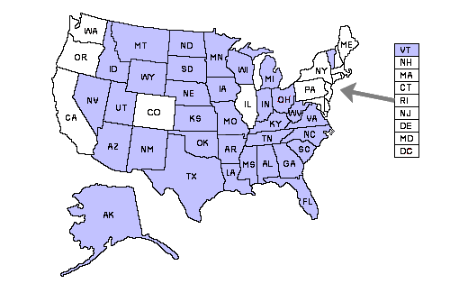 South Carolina reciprocity map