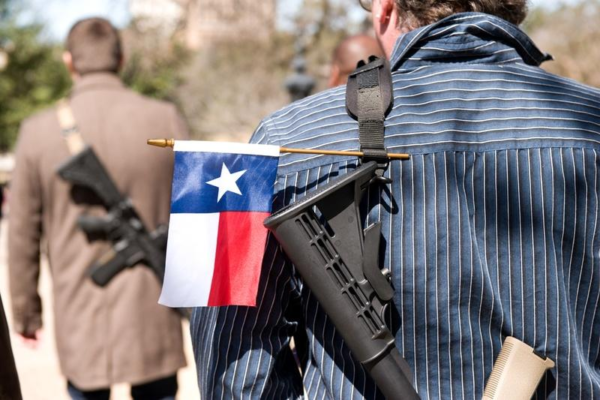 Texas flag on a rifle strap