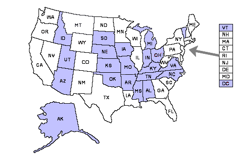 Washington DC reciprocity map